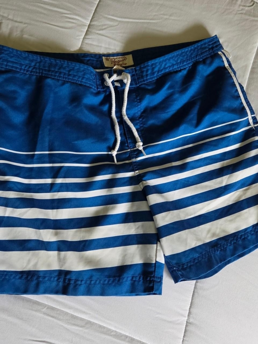 Original Penguin Blue Striped Board Shorts Size 36